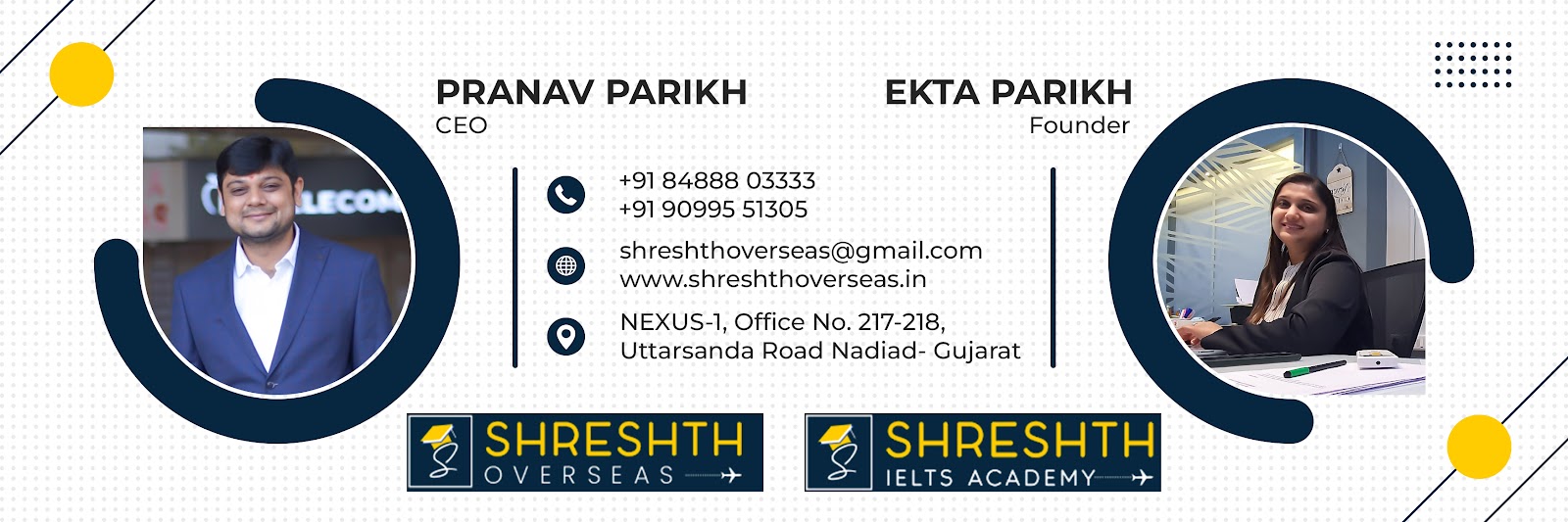 Mr. Pranav Parikh & Mrs. Ekta Parikh - Founders of Shreshth Overseas